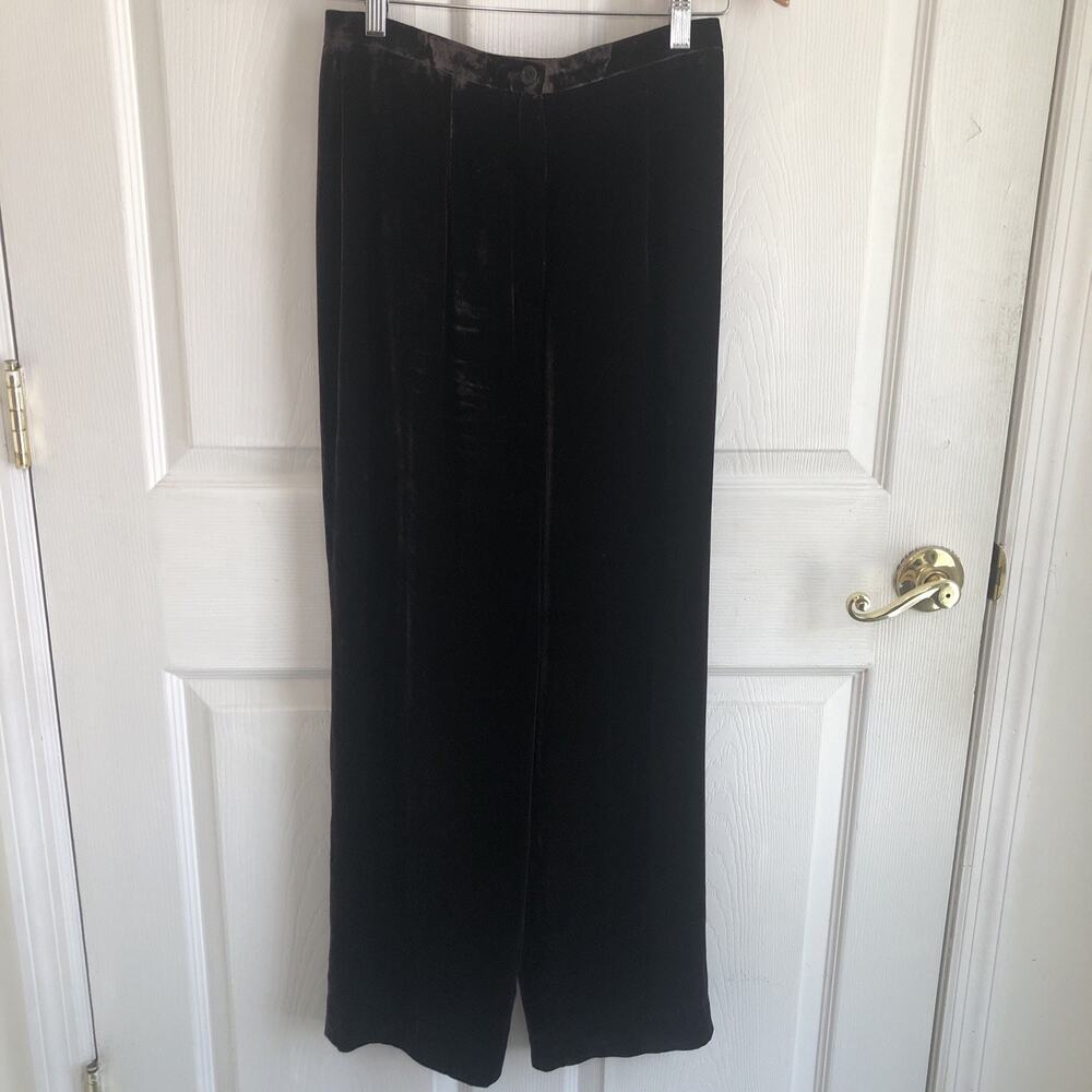 Y2K Ann Taylor Pants Sz 6P Brown Velvet wide leg Holiday quiet luxury Minimalist